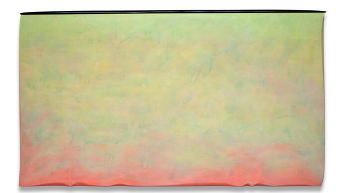 Robert Yasuda, Origins, 2013, acrylic on fabric on wood, 36 x 64 inches/91.4 x 162.6 cm