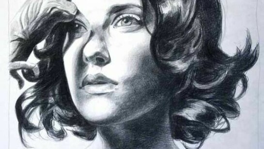 Mercedes Helnwein, Angie, pencil & oil pastel on paper, 20 x 24"