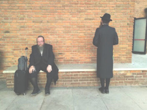 Pausing for prayers outside Chianciano Terme train station