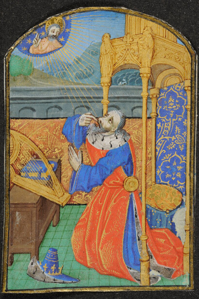 Seven miniatures from a breviary. Master of the Échevinage of Rouen. About 1470, Rouen. Sept miniatures taken from a manuscript breviary in Latin for the use of Rouen (?) or of Rome (?). Montreal, McGill University Library, Rare Books and Special Collections. Purchased by Gerhard R. Lomer, McGill University librarian, at the request of R. Cleveland Morgan, 1927. MS 102/1 to 102/7. Catalogue raisonné: notice no. 25.