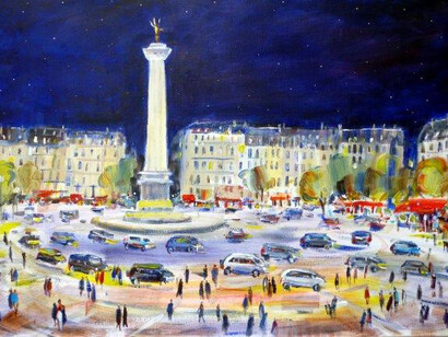 Josephine Chisholm, Place de la Bastille, Paris, acrylic on canvas, 52 x 76 cm