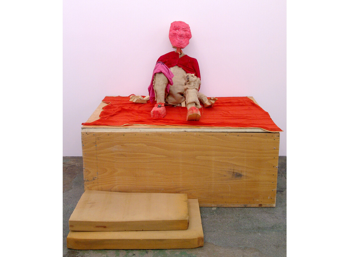 "Red Man" 2006. Wood, fabric and mixed media, 32 x 63 x 49 in. (installation view). Courtesy the artist and Thomas Erben Gallery, New York.