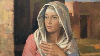 Pino Roveda, Madonna (Annunciazione), dipinto su compensato, 57x63 cm