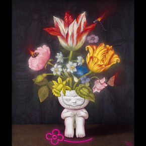 Alex Face, Pink Shadow, 2023, acrylic, spray, oil on linen 120x100 cm, © 2023 Alex Face. Courtesy the artist, Bangkok CityCity Gallery and Dorothy Circus Gallery