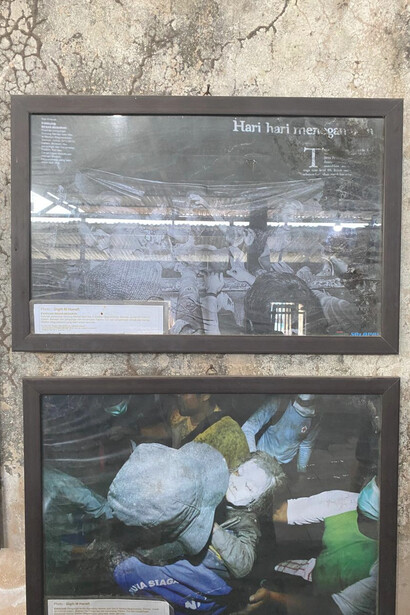 Images of people being evacuated during the 2010 Mount Merapi volcano eruption in Indonesia are part of the Mount Merapi lava tour, a touching sight to see