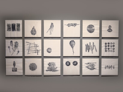 Priscilla Romero; Indicios, 2013-2019, grabado y Latexgrafía. Foto cortesía del Centro Cultural de España