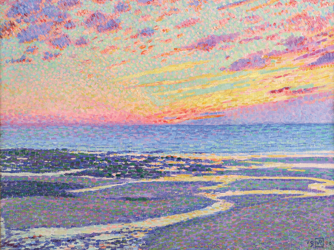 Théo van Rysselberghe, Belge, 1862 – 1926, Plage a maree basse a Ambleteuse, le soir, 1900, Huile sur toile
52,7 × 64,1 cm, Portland Art Museum, gift of Laura and Roger Meier, Photo © Portland Museum of Art