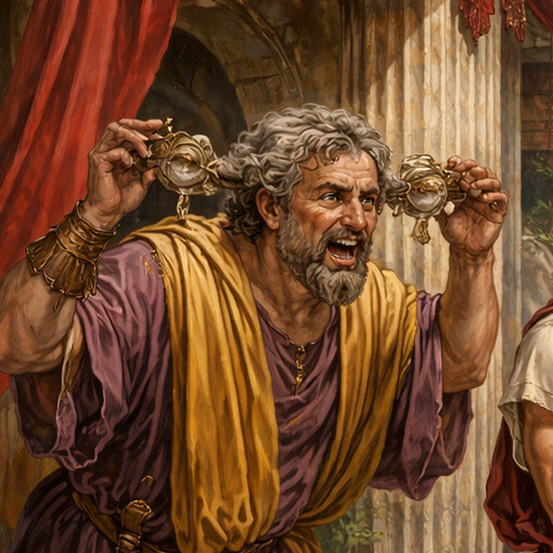 Ricostruzione, con l'ausilio dell'intelligenza artificiale, di una scena della commedia di Plauto "Curculio": il servus callidus, Gorgoglione