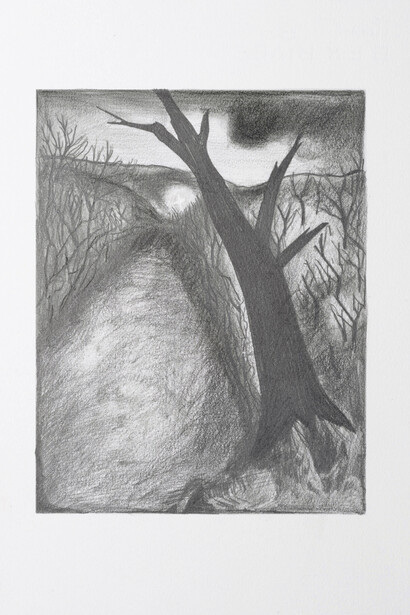 Ken Gonzales-Day, Untitled (After Lamar Baker, Fright, 1936-37), 2021, Archival ink and pencil on Arches BFK Rives, 15 x 11 in. Courtesy of Luis De Jesus Los Angeles