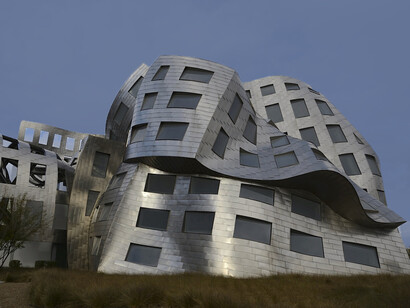 Facade of the Lou Ruovo Center for Brain Health, in Las Vegas, Nevada. The visual impact of this structure by Frank Gehry is substantial. Las Vegas, Nevada, EE.UU.