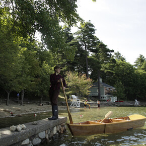 Gina Siepel in collaboration with Monika Sziladi, Portrait of the Artist as "The Trapper", from the "After Winslow Homer" series, 2010, archival inkjet print, 26 1/4 x 39 1/2 inches. Courtesy of the artist