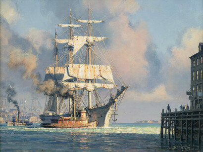 John Stobart, Boston, the departure. Courtesy of Vose Galleries