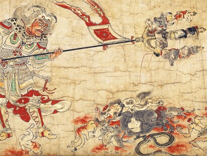 «La exterminación del mal», serie de cinco kakemonos japoneses del siglo XII
