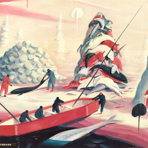 Ryan Heshka, Romance of Canada, 2015, acrylic and mixed media on wood, 40 x 50 cm