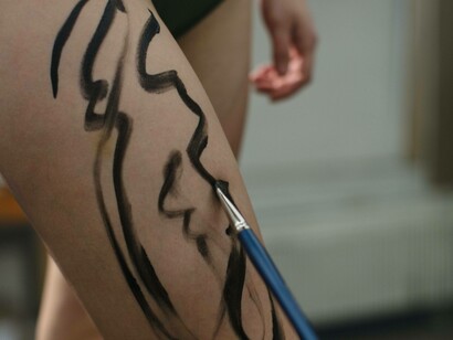 Body art painted on leg