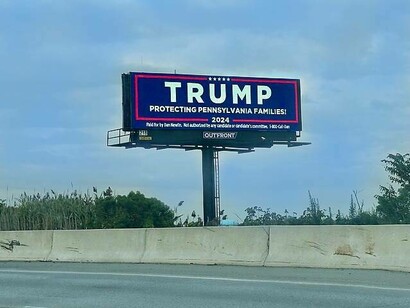 Cartellone autostradale "Trump protegge le famiglie della Pennsylvania", 2024
