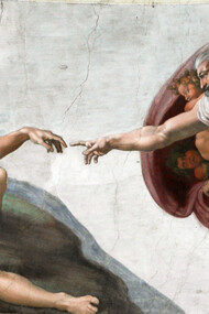 Michelangelo, Creazione di Adamo, 1511 circa, affresco, 280 x 570 cm. Città del Vaticano, Musei Vaticani, Cappella Sistina