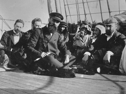 Theodor Herzl y compañía en camino para visitar Palestina, 1898