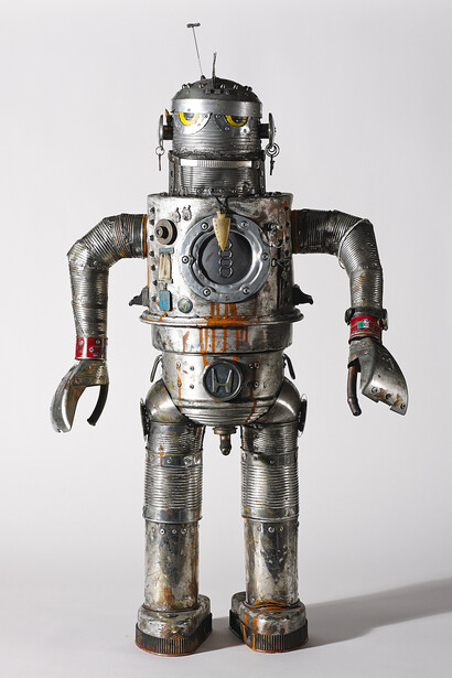 Martin & Henri Gibbins, Filthy Robot, 2015, Recycled materials, paint, 100 cm x 65 cm x 50cm, Image courtesy of the artist