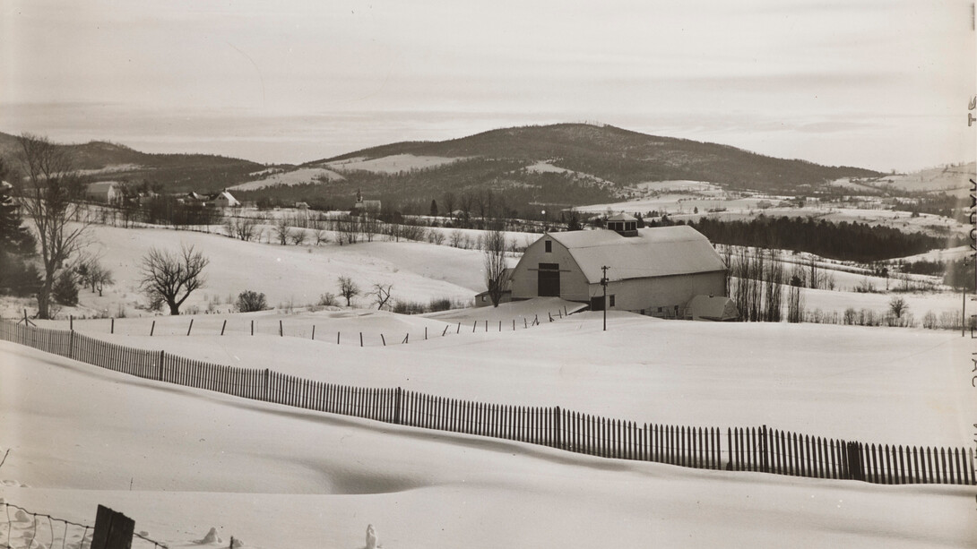 Marion Post Wolcott, Drift fence and farm lands from Sugar Hill, near Franconia, New Hampshire, 1940. Courtesy of Denver Art Museum