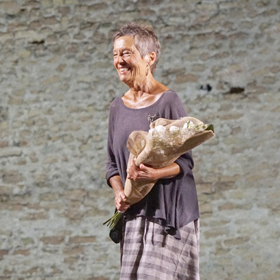 Maria João Pires alla fine del suo concerto al parco archeologico di Scolacium