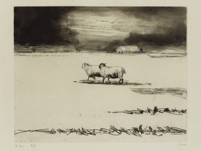 Henry Moore, Sheep in snow scene