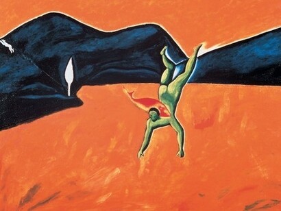 Enzo Cucchi, Pesce in schiena del mare Adriatico, 1980-82. Olio su tela / Oil on canvas, cm 206x273. Staatliche Museen zu Berlin, Nationalgalerie, Sammlung Marx, Berlino, Germania