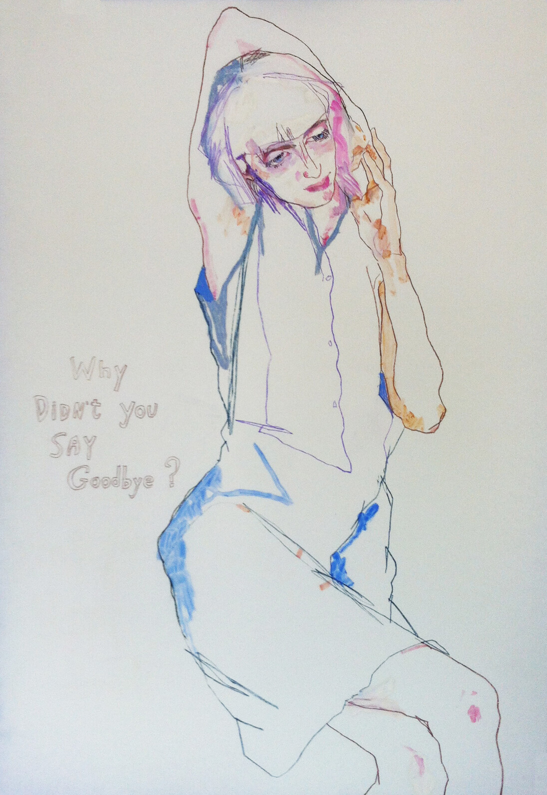 Howard Tangye, Wish You Were Here, 2014, oil sticks, pastel and graphite on Pergamenata paper, 104 x 75 cm