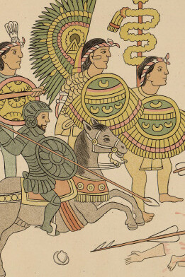 Detalle del "Lienzo de Tlaxcala", reproducción realizada por Manuel de Ylláñez en 1773