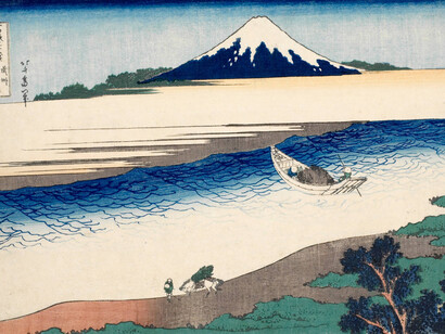 Katsushika Hokusai - Il fiume Tama nella provincia di Musashi,  dalla serie Trentasei vedute del monte Fuji, 1830-1832 circa -  Silografia policroma, 24,4 x 37,5 cm - Honolulu Museum of Art
