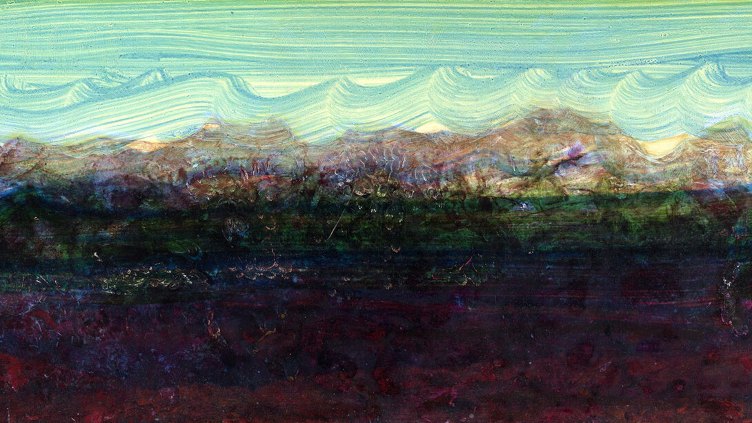 Gregory Gillespie, Blue sky landscape (detail). Courtesy of the Schoolhouse Gallery