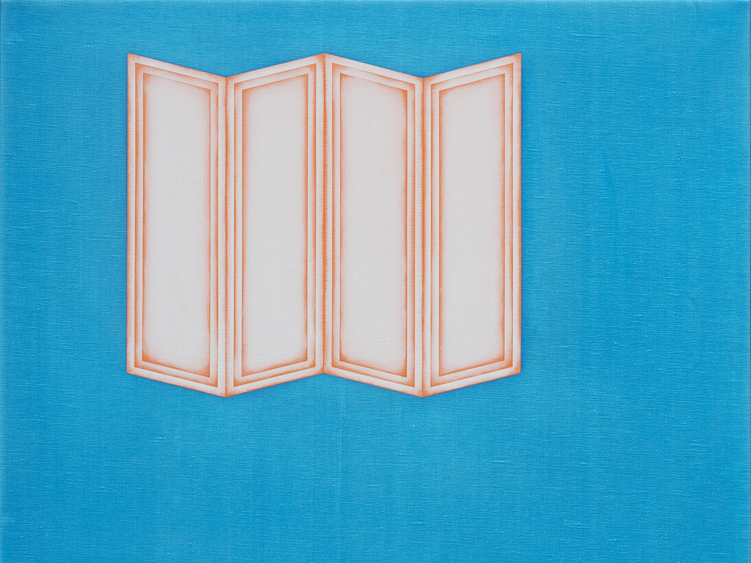 Selma Parlour, Metapainting (figure-ground 3), 2014, oil on linen, 50.5 x 61cm