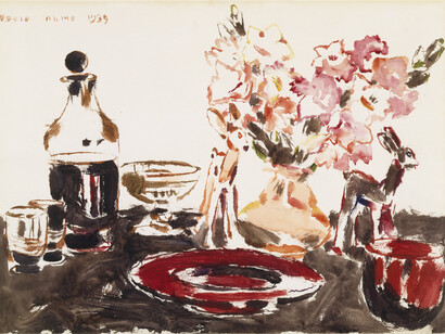 David Milne (1882-1953)
Red Plate, 1939
watercolour over graphite on paper
35.4 x 48.8 cm
Gift of Mr. R.A. Laidlaw
McMichael Canadian Art Collection
1969.5.2