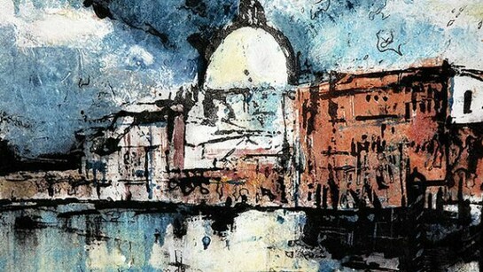 Sarah Warley-Cummings, Storm over Salute - 23cm x 40cm