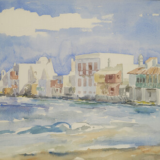 Dimitris Davis, Mykonos, 1961, Watercolor, 33 x 47 cm
