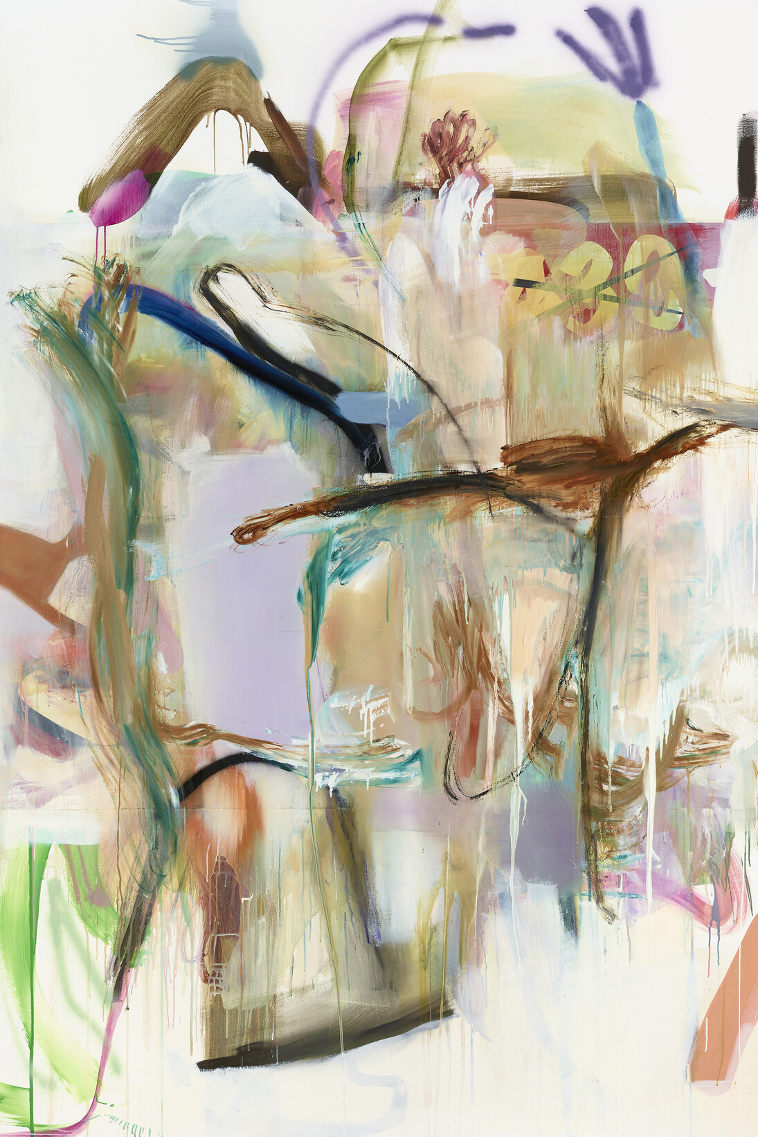 Albert Oehlen, Untitled 2012, Oil, paper on canvas, 90 9/16 x 70 7/8 inches (230 x 180 cm) © Albert Oehlen. Courtesy of the artist and Gagosian Gallery
