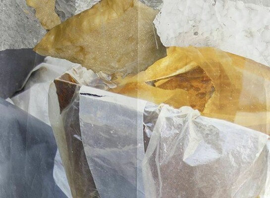 Leo Babsky Untitled (Marble Effect Versace I), detail, 2013, digital print on vintage catalogue page, 53 x 37 cm