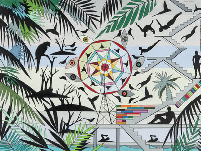 James Clover, Untitled 3, 22 x 33 in, mixed media on paper, 2013-14