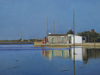 "Ice factory," Xavier Rodés, Oil on canvas, 13" x 21¾" (33 x 55cm)