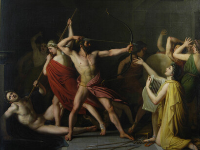 «Ulises y Telémaco matan a los pretendientes» (1812), Thomas Degeorge