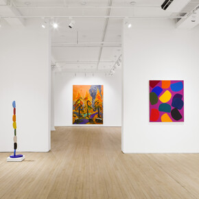 Installation Image,  Lawrence Paul Yuxweluptun, Neo Reservation Landscape Painting and Ovoidism, 2023. Courtesy of Arsenal Contemporary Art New York