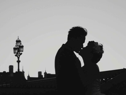 A couple kissing in France