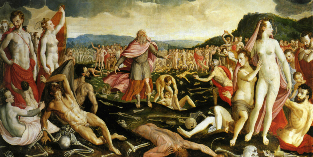 Crispin van den Broeck, Ezekiel and The Dry Bones, 16th century. Oil on panel. Long term loan from the Schorr Collection.