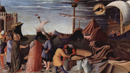 Fra Angelico- Escena del tríptico «La historia de San Nicolás» 