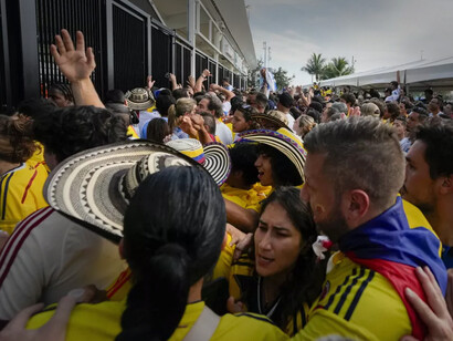 Colombian fans outside the stadium gates hoping to gain entry to the final