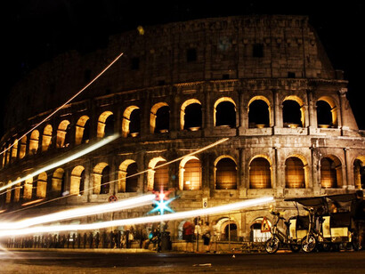 Colosseum in the background, Rome, Italy