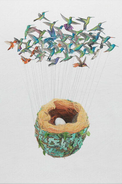 Tiffany Bozic, Sanquine, Acrylic on maple panel, 2014, 40 x 30 inches