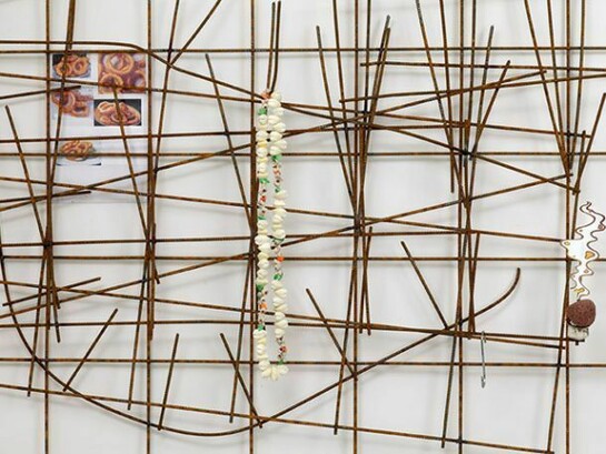 Jack Lavender, Dreams Chunky 6 2013, Metal, shells, magnets, rocks, paint, laminated print, hooks, 100x162x18 cm, 39.4x63.8x7.1 ins, AP-LAVEJ-00076