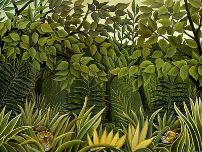 Henri Rousseau- Dos leones al acecho en la jungla