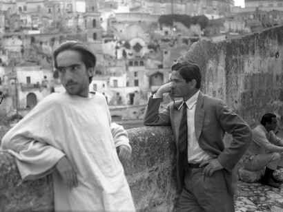 Notarangelo - P.P.Pasolini e E.Irazoqui, set de Il Vangelo secondo Matteo